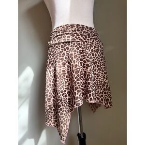 Y2k fairy boho Medium Brown Pink‎ Animal Print Asymmetrical Hem Skirt
